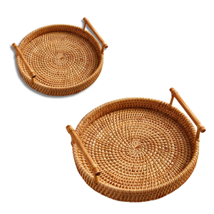 Handwoven <b>RATTAN</b> TRAY FRUIT <b>STORAGE</b> <b>BASKET</b> Farmhouse Style for Kitchen & Dining Vietnam Crafts - Product Image 1