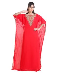 Georgette rojo bordado Zari trabajo caftanes islámicos - Product Image 1