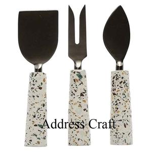 Juego de cuchillos de queso dorados PVD respetuosos con el medio ambiente, mango de piedra, superventas, cubiertos dorados de acero inoxidable, herramienta de corte de queso, vajilla - Product Image 6