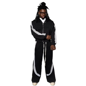 Ensemble pantalon de survêtement à capuche zippé surdimensionné personnalisé, poids lourd 500gsm 100% coton Streetwear Puff Printing Design pour hommes pour l'hiver - Product Image 5