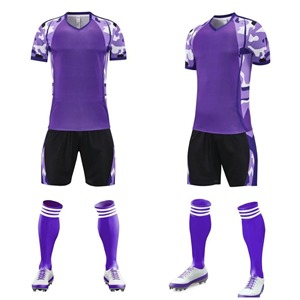 Maillot de football séchage rapide respirant couleur bloc col en V à manches courtes papillon Net sport formation costume ensemble pour hommes femmes - Product Image 1