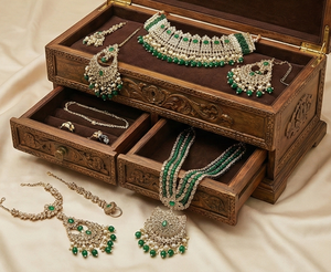 Collar de Novia de Diseño Antiguo con Acabado Dorado de Alta Calidad, Joyería Étnica con Cuentas, Perfecto para Fiestas y Celebraciones - Product Image 1