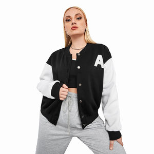 Combinación de color blanco y negro Chaquetas universitarias para mujer Hecho en algodón Poliéster Acabado Impermeable a prueba de viento Diseño personalizado - Product Image 1