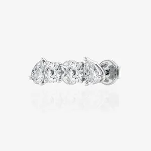 ต่างหูทองคำ 14k ประดับเพชรโมอิสซาไนต์ทรงลูกแพร์และทรงกลม - Product Image 3