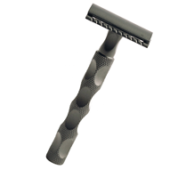 Rasoir à double tranchant en acier inoxydable pour hommes, rasoir de sécurité noir mat avec logo personnalisé pour le visage et le corps