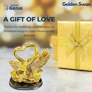 HOME GENIE Golden Swan Pareja Showpiece Símbolo hecho a mano de amor y unidad | Decoración elegante para el hogar y la Oficina - Product Image 4