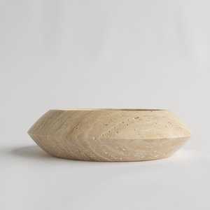 Bol de piédestal en travertin beige classique moderne en pierre naturelle décor à la maison pour Villa salle à manger hôtel revêtement mural cuisine salon - Product Image 6