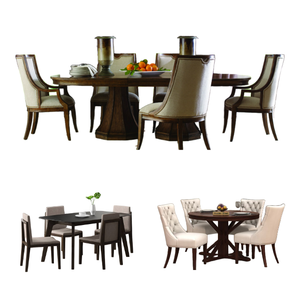 Ensemble table et chaises de salle à manger Restaurant moderne de luxe Ensemble table à manger ronde avec dessus en bois et verre - Product Image 6