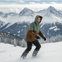 Veste Anorak de Ski et de Snowboard Imperméable pour Hommes MITEXCO, Capuche, Pull à Deux Tons, Vêtement de Sport d'Hiver pour l'Extérieur avec Multiples Poches