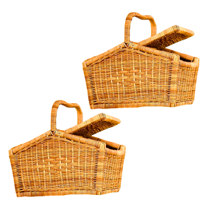 CESTA DE RATÁN clásica hecha a mano, CESTA DE PICNIC con tapa para un fácil transporte y almacenamiento compacto, excursiones ligeras de un día - Product Image 1