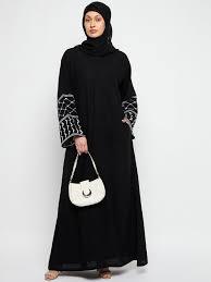 ชุดอาบายาเนื้อดีมีสไตล์ปักลายลูกไม้พิมพ์ลายเปิดด้านหน้าผ้าชีฟองสวยงาม - Product Image 2