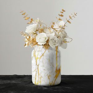 Jarrón de Flores de Hierro de Primera Calidad, Moderno y Lujoso, con Estampado de Mármol Esmaltado, para Decoración del Hogar, Restaurantes y Bodas - Product Image 2