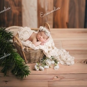 Vintage naturel rotin bébé couffin tissé à la main nourrissons Photoshoot Poser lit incurvé nouveau-né bébé accessoire pour chambre Photoshoots - Product Image 3