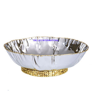 Cuenco decorativo de textura martillada pulida brillante Cuenco de servicio hecho a mano clásico de lujo de metal de aluminio - Product Image 6