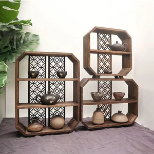 ชั้นวางกาน้ำชาแบบย้อนยุค ชั้นวางของบนโต๊ะทำงานไม้ดีไซน์สร้างสรรค์ ของตกแต่งบ้านอเนกประสงค์ - Product Image 1