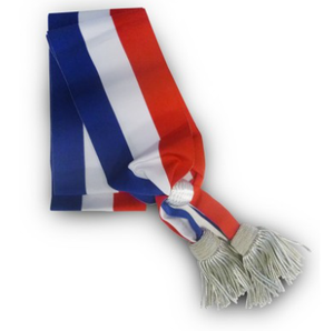 Tricolor Sash Red <b>White</b> Blue Scarf with Tassels Custom Ceremonial Event Sash Deputy Style Tricolore Deputy Style - Product Image 4