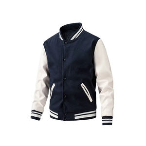 <b>Men's</b> Fashion Winter <b>Baseball</b> <b>Jacket</b> <b>Men</b> Plus Size Cotton Varsity <b>Jackets</b> Leather Sleeves - Product Image 5