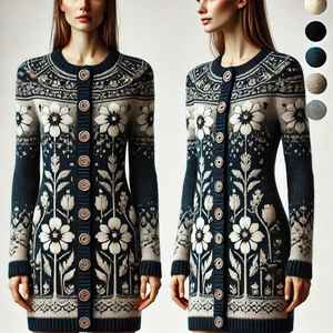 Pull-over ample à manches longues en tricot tendance pour femme, style coréen, imprimé animal, respirant, avec broderie - Product Image 4