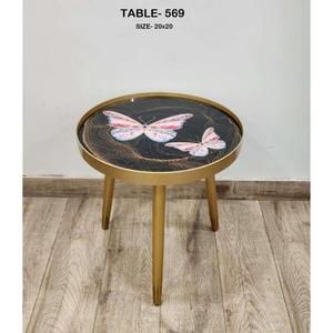 Table d'appoint en métal design 2024 avec dessus en marbre bord doré travail table d'appoint finie enduite de poudre noire au meilleur taux - Product Image 3