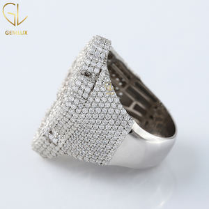 Venta caliente nuevo diseño Iced Out VVS Moissanite Baguette Cut Diamond Cross Hiphop Ring, Pass Diamond Tester White Gold Cross Ring - Product Image 4