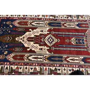 พรมปูพื้นสไตล์ตุรกีผืนใหญ่ดีไซน์เย็บปะต่อสีแดงสีน้ำเงินแบบดั้งเดิมแผ่นรองยางขนแกะสี่เหลี่ยมผืนผ้าขนาด10มม. สำหรับ4.2x7.1ft พรมในห้องวัยรุ่น - Product Image 5