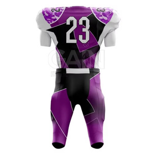 Uniformes de Fútbol Americano Transpirables de Bajo Precio con Mangas Cortas, Nombre del Equipo Personalizado, 100% Poliéster, para Todas las Temporadas - Product Image 3