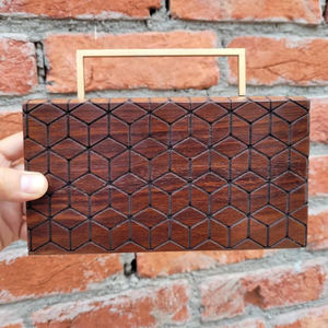 Prix de gros Pochette en bois Pochette en bois brun faite à la main Pochette en bois d'acacia naturel Pochette en bois faite à la main pour femmes et filles - Product Image 1