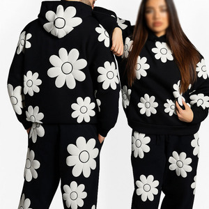 Conjunto Deportivo Unisex con Estampado de Margaritas, Sudadera con Capucha y Pantalones Deportivos de Moda Urbana para Parejas, Conjunto Deportivo de Algodón y Felpa Personalizado para Hombre - Product Image 6