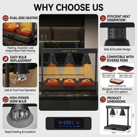 Chauffe-Plats Professionnel en Acier Inoxydable pour Buffet, Lampe Chauffante Noire avec Contrôle Numérique de la Température, Base Chauffante pour Aliments