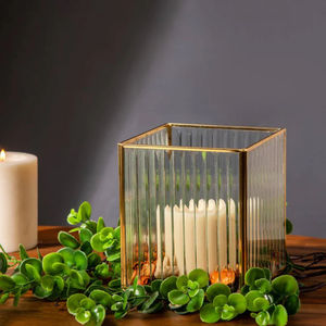 Lanterne bougeoir carrée en verre avec cadre doré Design moderne pour décoration intérieure décoration d'hôtel fête de mariage et cadeau - Product Image 5