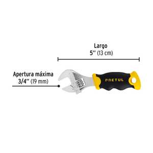 6 Clé à molette (clé courte) 5 'chromée avec poignée, Pretul - Product Image 4
