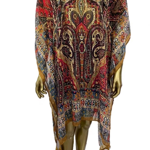 T-shirt d'été personnalisable pour femme avec tissu en mousseline de soie de polyester imprimé léopard sans manches longueur au sol Anti-rides fabriqué en Inde - Product Image 1