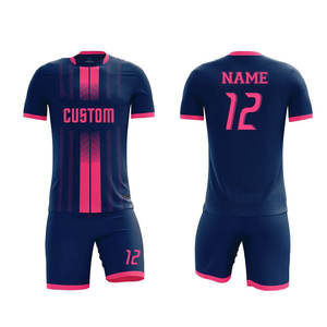 Maillot de football à manches courtes à col en V en polyester 100% imprimé par transfert thermique avec nom d'équipe personnalisé, t-shirt de football unisexe personnalisé - Product Image 4