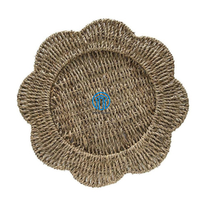 Suitable for Dining Table Wholesaler Customize Flower Shape Seagrass <b>Placemat</b> <b>Wicker</b> Dishes Mat Seagrass Charger for Kitchenware - Product Image 2