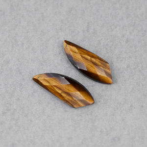 Oeil de Tigre Naturel 8x20mm, 1 Paire de Pierres Précieuses Lâches, Boucles d'Oreilles Faites à la Main en Argent Sterling 925, Bijoux de Mode - Product Image 5