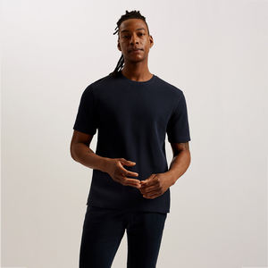 Nouveautés - Vente Flash : T-shirt Col Rond Texturé Oversize 100% Coton à Manches Courtes, 98% Coton 2% Élasthanne Extensible Anti-Plis - Product Image 1