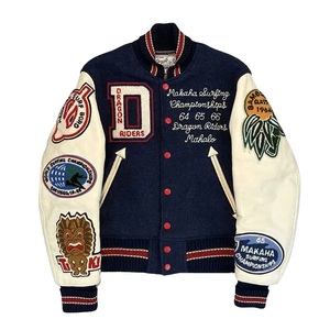 Veste universitaire en laine personnalisée pour homme avec col montant, imperméable et coupe-vent, logos brodés en chenille - Product Image 5