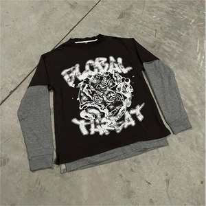 ปรับแต่งบุรุษผ้าฝ้ายเสื้อยืดแขนยาวพิมพ์ดิจิตอลเสื้อยืดสองชั้นที่กําหนดเองเสื้อยาวผ้าลูกฟูกน้ําหนักหนัก - Product Image 4