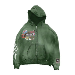 เสื้อฮู้ดดี้ผ้าเฟรนช์เทอร์รี่แบบสั่งทำพิเศษ ลุคทำสีซีดแบบแอซิดวอช ทรงหลวมสไตล์แฟชั่น เสื้อผ้าผู้ชายลำลอง - Product Image 3