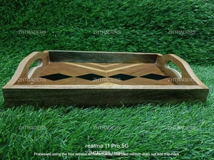 Bandeja DE SERVICIO DE MADERA hecha a mano única con bandeja rectangular con incrustaciones de hueso y resina para una presentación elegante de postres y aperitivos - Product Image 6