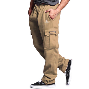 กางเกงคาร์โก้ของผู้ชายกางเกงวิ่งขายาวกระเป๋าด้านข้างขนาดใหญ่ผ้าฝ้ายเอวเบาซักกลาง - Product Image 2