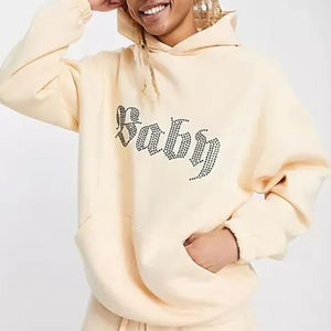 Pull à capuche d'hiver chaud avec strass surdimensionné Streetwear personnalisé en coton lourd sweats à capuche pour hommes OEM approvisionnement d'usine - Product Image 1