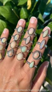 High Quality Natural Ethiopian <b>Opal</b> Sterling Silver Plated Rings Wholesale Brass Gemstone Fashion Ring Waterproof Jewelry - Product Image 2