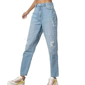 OEM กางเกงยีนส์ของผู้หญิงสำหรับใส่สบาย, กางเกงผ้าฝ้ายเนื้อนุ่มใส่สบาย - Product Image 5