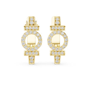 14K Yellow <b>Gold</b> <b>Drop</b> <b>Earrings</b> with Round Lab-Grown Diamonds for Women Luxury Certified Bridal Wedding Anniversary Gift Elegant - Product Image 1