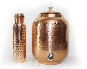 Premium Eco-Friendly <b>Vintage</b> Copper Water <b>Bottle</b> Leak-Proof Lid Hand Finished Ayurvedic Approved Detox Digestive Support Custom - Product Image 3