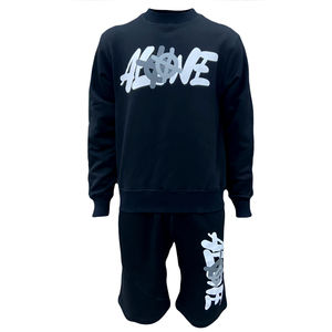 Impression personnalisée Survêtement de sport 2 pièces en coton pour homme Survêtement décontracté avec t-shirt à manches courtes et short de jogging Ensemble - Product Image 1