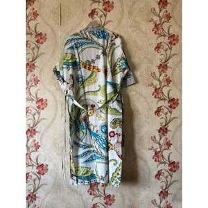 Robe kimono en coton à rayures d'oiseaux, respirante et confortable, pour les loisirs - Product Image 4
