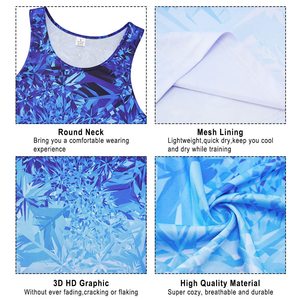 Mens 100 Percent Cotton Tank Top 3D Print Sleeveless Beachwear Breathable Lightweight Summer Gym <b>Vest</b> USA EU - Product Image 3