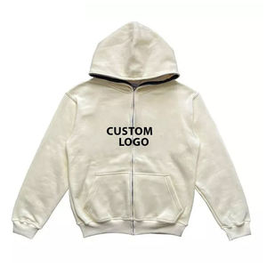 Sudadera con Capucha y Cremallera Completa para Hombre, de Algodón 100%, Impermeable, de Gran Calidad, Ajuste Holgado, con Estampado Puff, para Invierno - Product Image 3